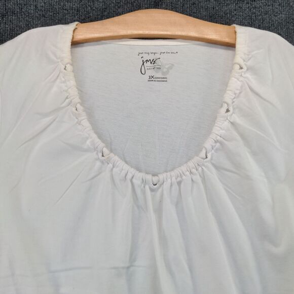 JMS Just My Size Round Neck Tunic Top Womens Plus Size 3X Short Sleeve White - Picture 3 of 14